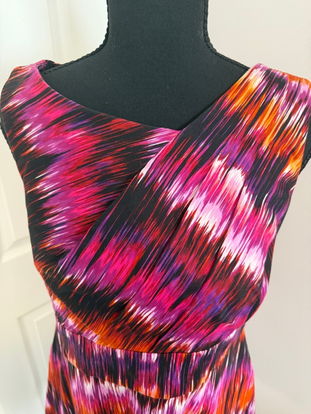 Calvin Klein Sleeveless Midi Dress in Pink, Orange and Black - Picture 6 of 7